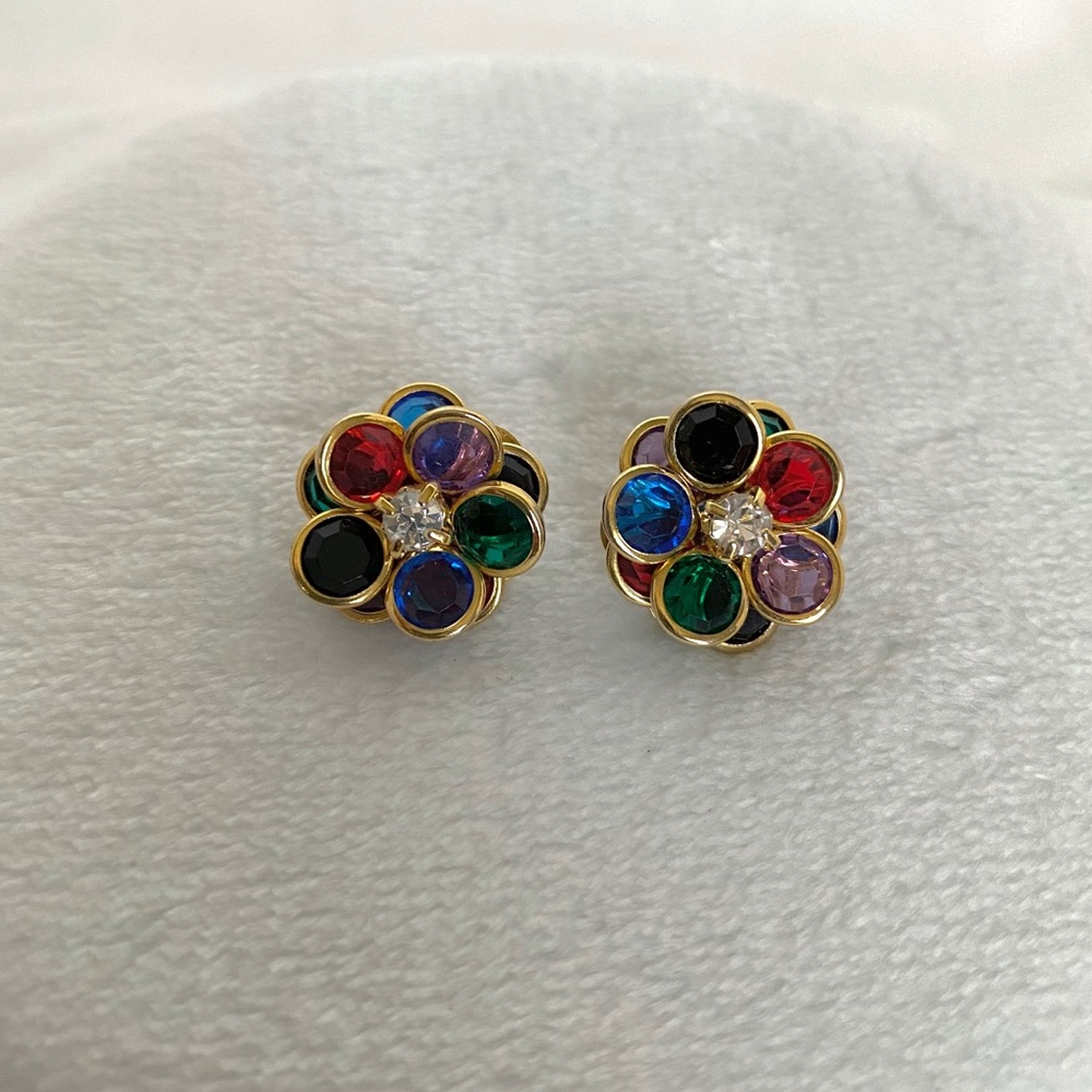 Multi Color Gold Tone Earrings